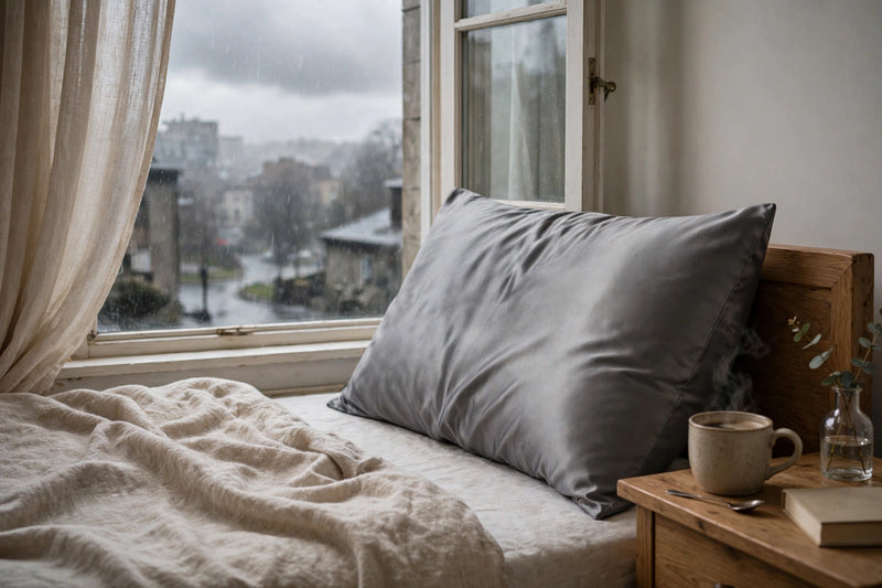 ANYHOUZ Pillowcase 50x90cm Dark Gray Natural Mulberry Silk For Comfortable And Relaxing Home Bed