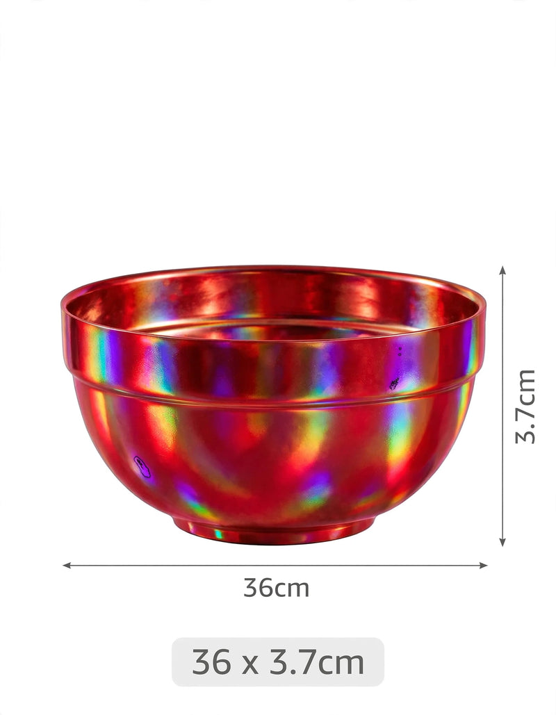 Anygleam Red Rainbow Rice Bowls – 2Pcs Big Stainless Steel, Single-Layer Anti-Scalding Cooking Utensils