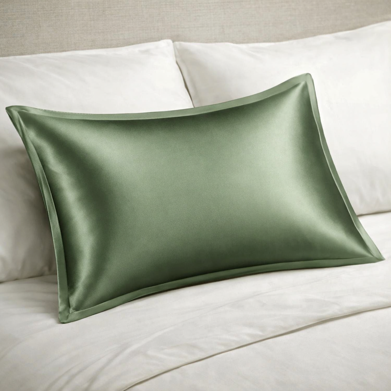 ANYHOUZ Green Mulberry Silk Pillowcase 50x90cm Soft Smooth Luxury Bedding