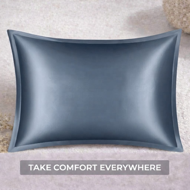 ANYHOUZ Pillowcase 51x66cm Blue Gray Pure Real Silk For Comfortable And Relaxing Home Bed