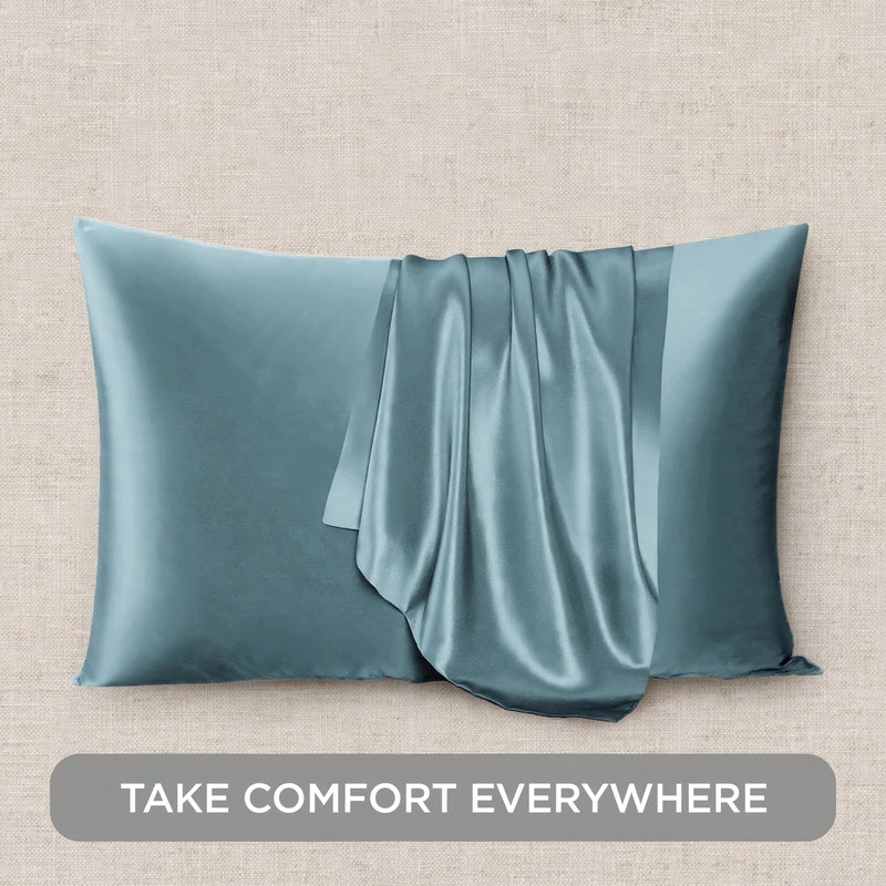ANYHOUZ Pillowcase 51x66cm Blue Gray Natural Mulberry Silk For Comfortable And Relaxing Home Bed