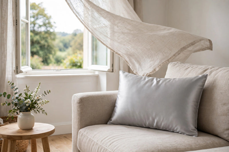 ANYHOUZ Pillowcase 50x75cm Light Gray Natural Mulberry Silk For Comfortable And Relaxing Home Bed