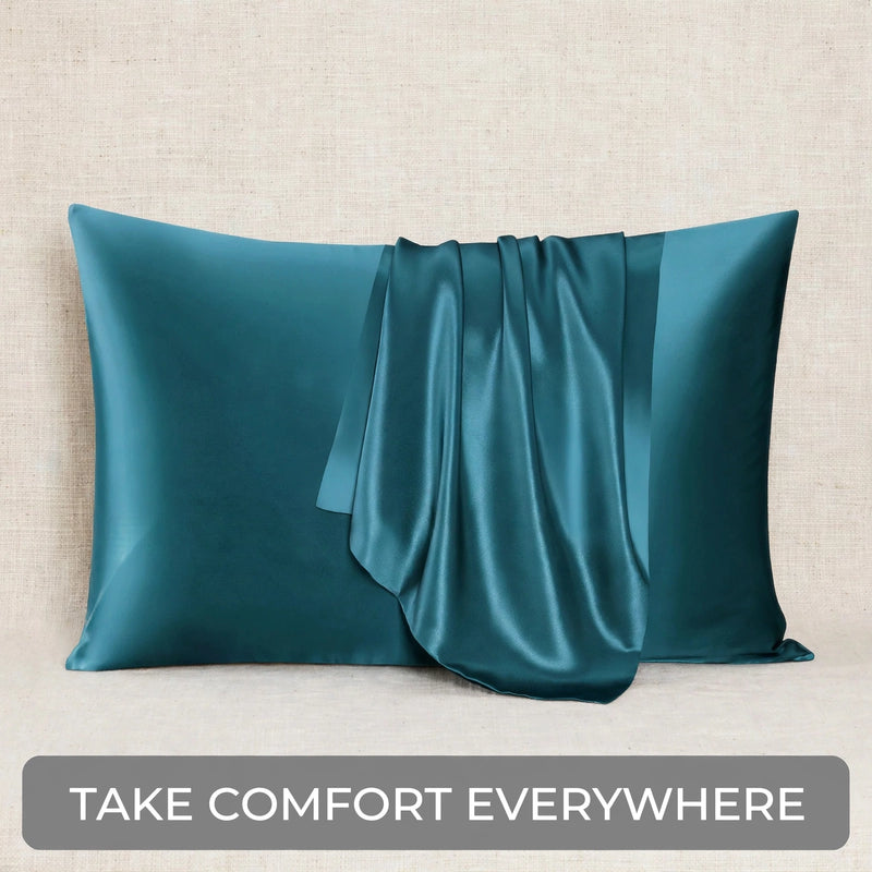 ANYHOUZ Pillowcase 51x66cm Teal Natural Mulberry Silk For Comfortable And Relaxing Home Bed