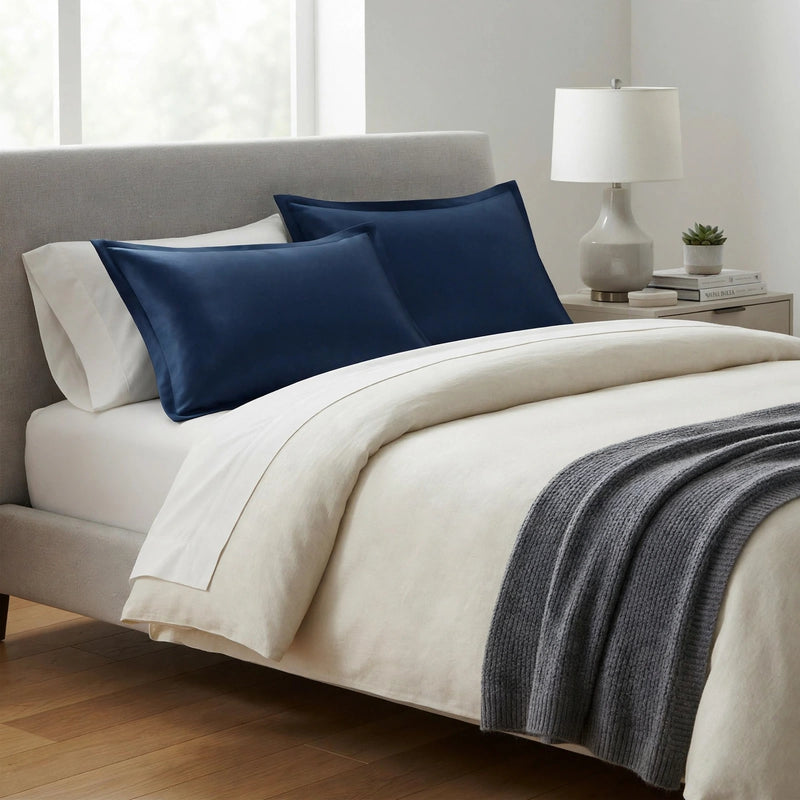 ANYHOUZ Pillowcase 50x75cm Dark Blue Natural Mulberry Silk For Comfortable And Relaxing Home Bed