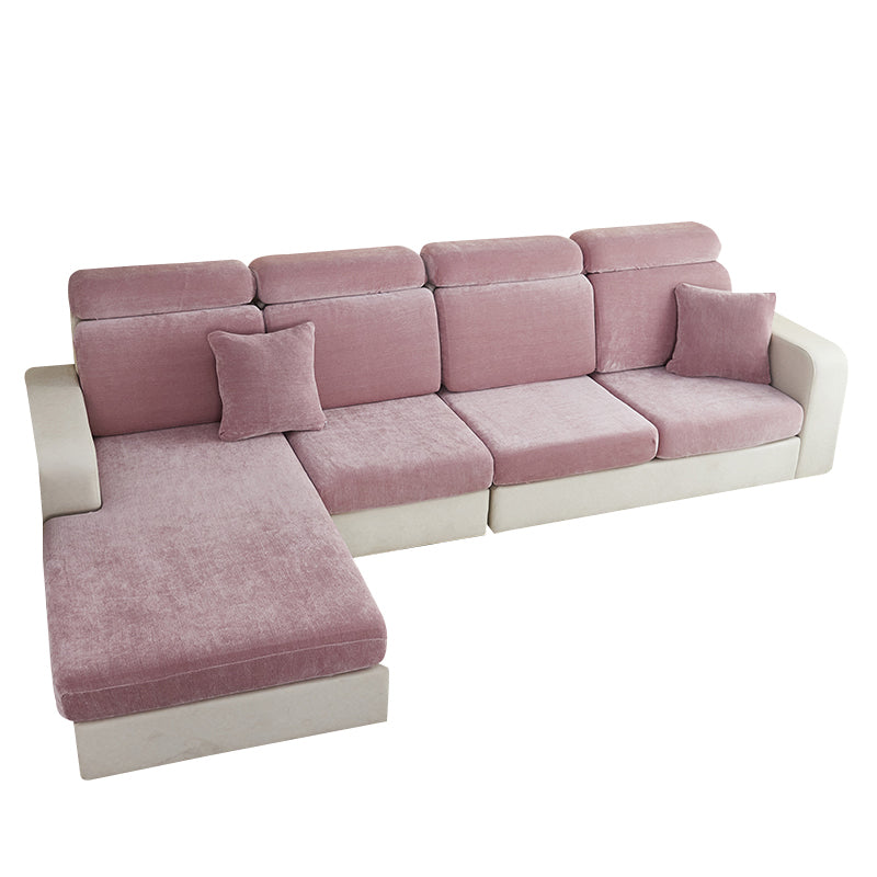 Anyseat L‑Shape Sofa Cover Old Rose Chenille Polyester Thick Stretchable Cushion Protector for Living Room