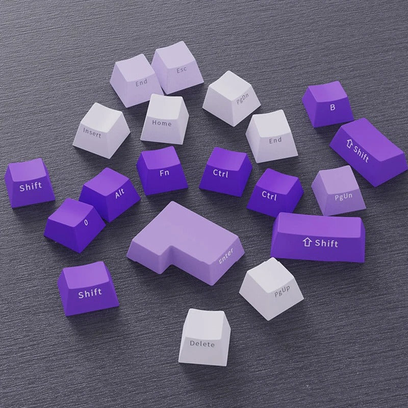 ANYMOB Keycap Keyboard Purple 136 Keys Backlit Mechanical Swich Side Printed Clicks