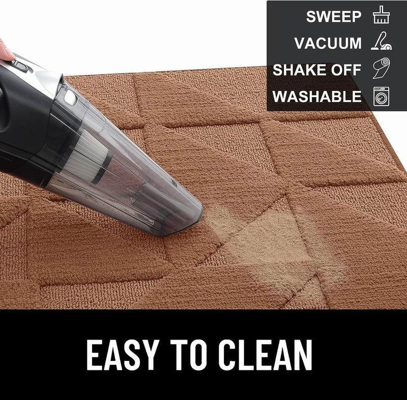 Anymat Doormat Black Geometric Non Slip Dirt Resistant Mat For Kitchen And Bathroom