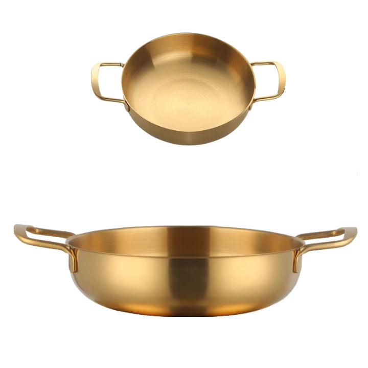 Anygleam Stock Pot 2pcs Gold-S-L Stainless Steel HotPot Without Lid Single-Layer Cooking Soup Noodle Sea Food Home Kitchen Restaurant Tools