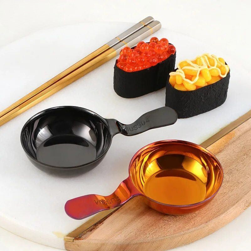 Anygleam Rose Gold 2Pcs Kichen Stainless Steel Sauce Dish Mini Tray Dipping Bowl