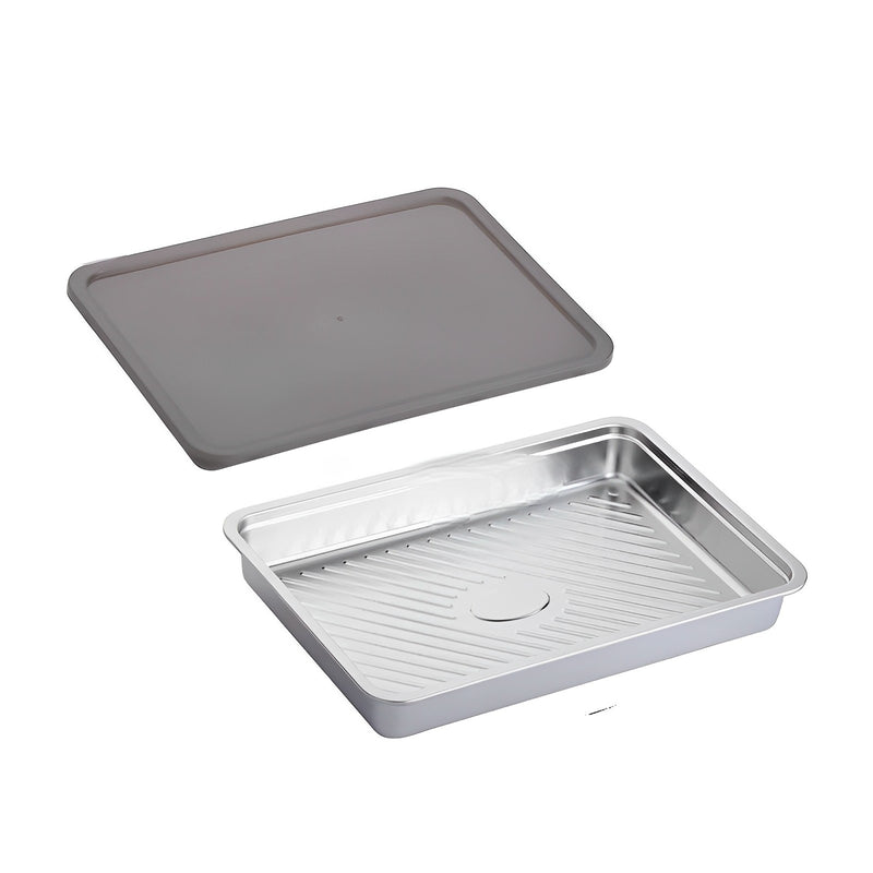 Anygleam Silver 2Pcs Food Grade Stainless Steel Crisper Box Food Storage with Lid