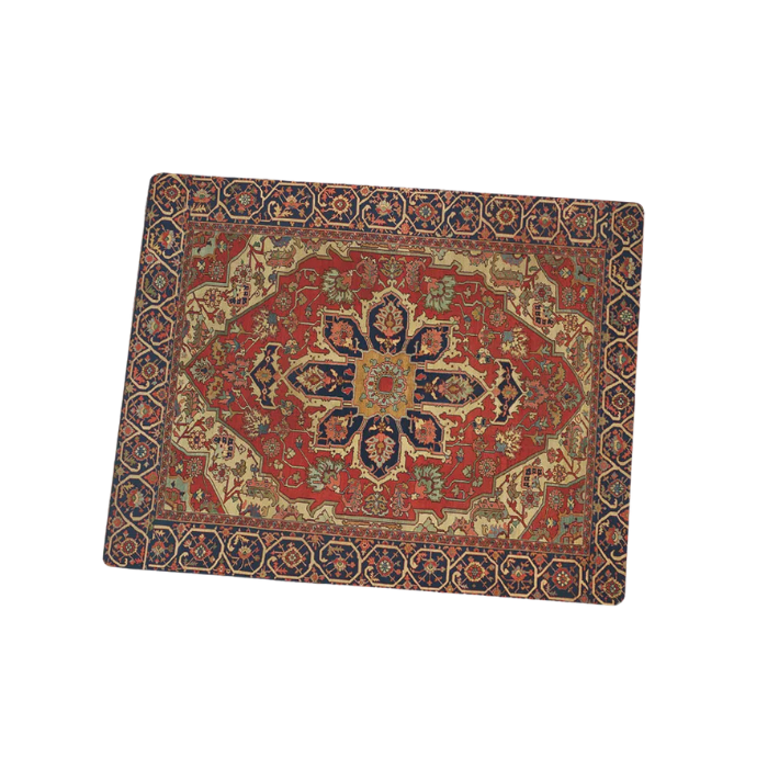 ANYMOB Mouse Pad Yellow Red 22X18CM Persian Tribal Carpet Computer Office Desk Non-Slip Mat