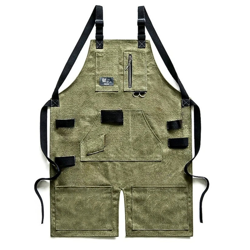 Anypron Green Canvas Gardening Apron – Waterproof, Oilproof Workwear for Gardening, BBQ & Kitchen