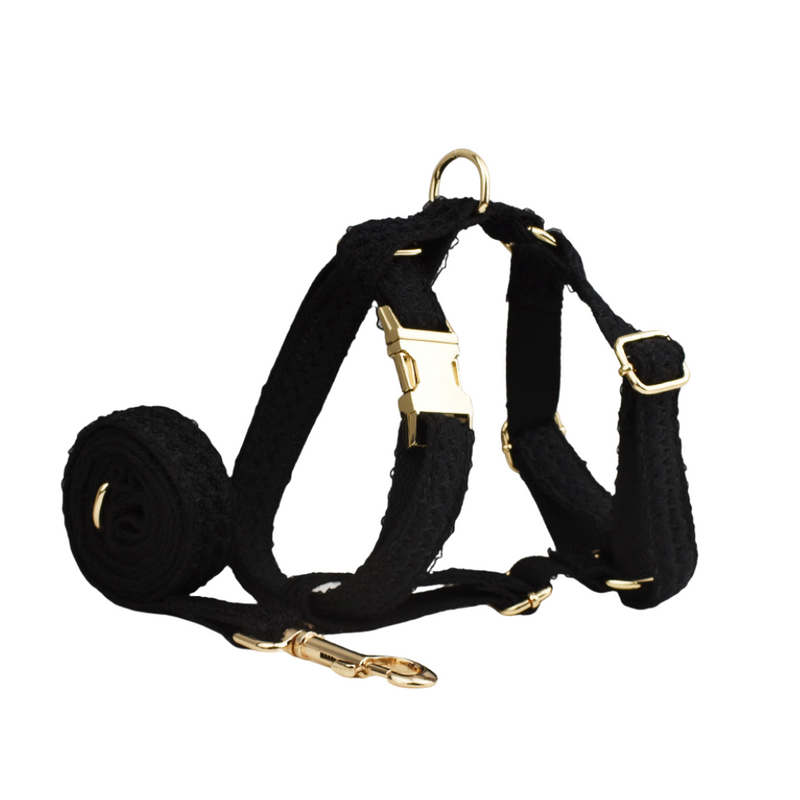 ANYWAGS Pet Harness Leash Plain Black Heavy Duty DIY Metal Dog Leash