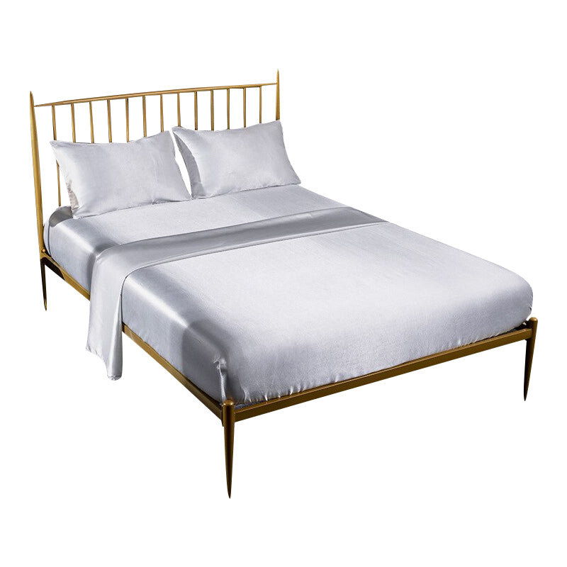 Anycozy Fitted Sheet Full Size White Luxury Silky Beddings Set with Pillow Cases