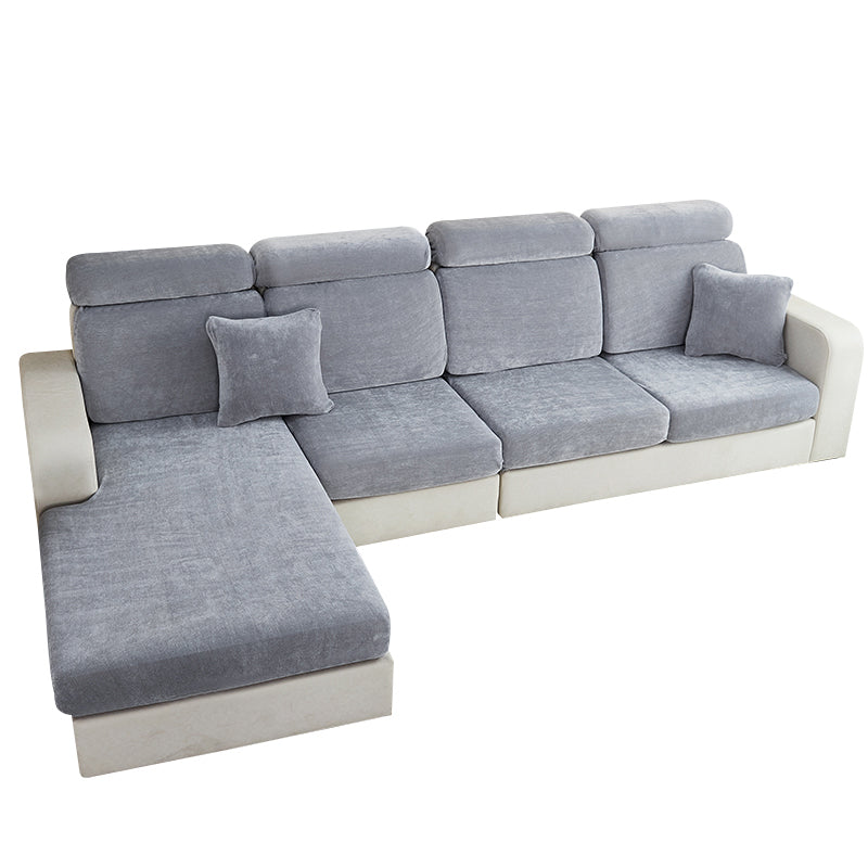 Anyseat Sofa Cover Dark Gray L-Shape Polyester Chenille Thick Stretchable Cushion For Living Room Enlarge Size Medium