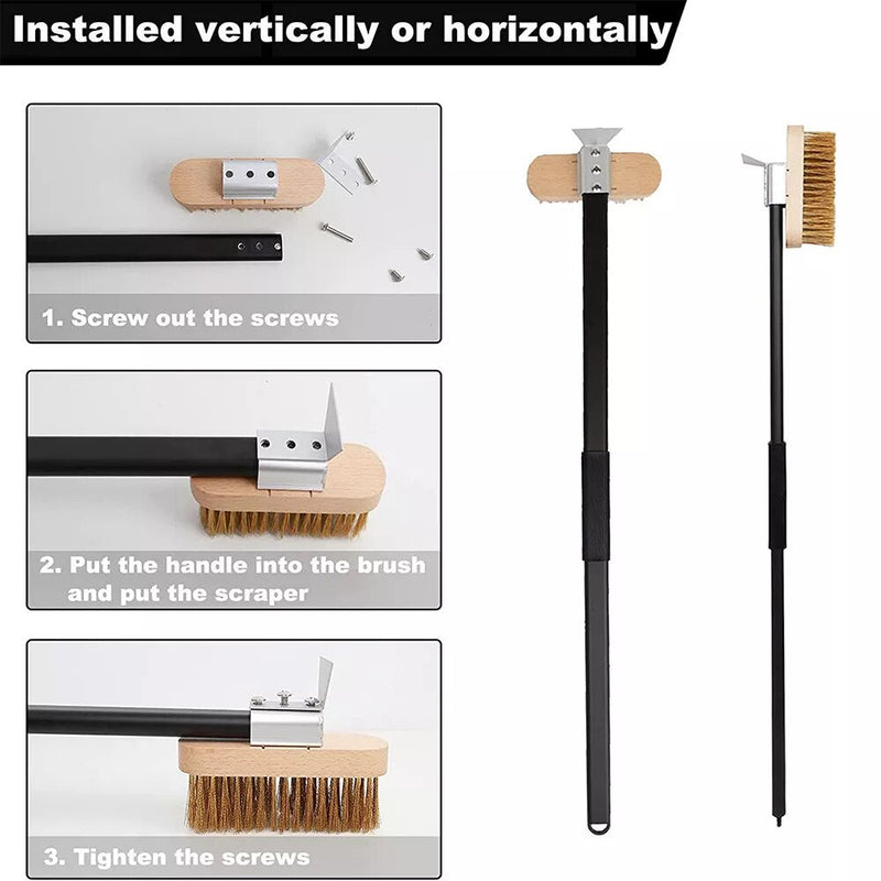 Anygleam Black 81cm Oven Copper Brush with Metal Scraper Tool and Length Adjustable Handle Cleaning Accessories