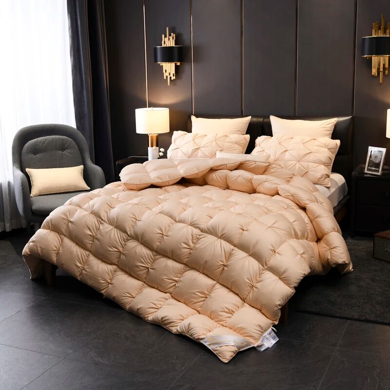 ANYHOUZ Duvet Cover Cream Luxury Breathable Puffer Bed Comforter
