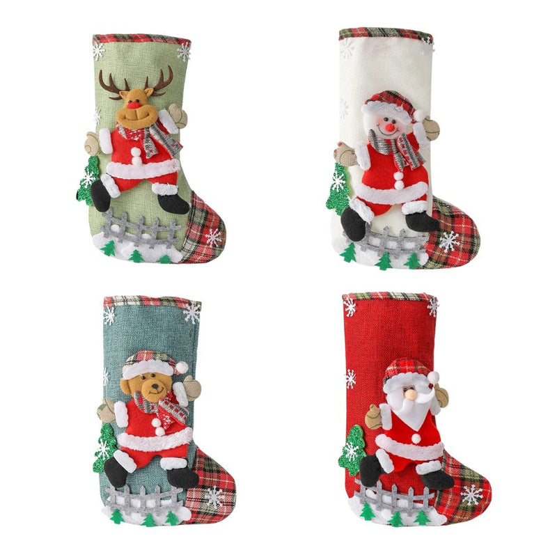 ANYDECO Christmas Stockings Plush Hanging Socks Candy Gift Bag Ornament