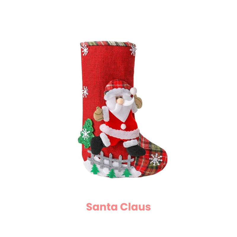 ANYDECO Christmas Stockings Plush Hanging Socks Candy Gift Bag Ornament