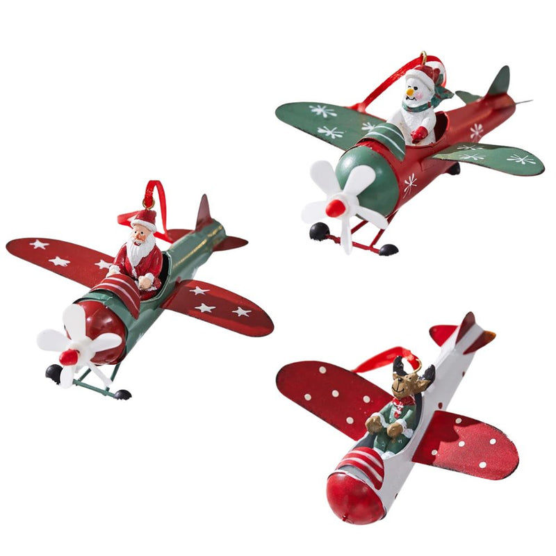 ANYDECO Christmas Mailbox Airplane Themed Ornament Unique Holiday Hanging Decor