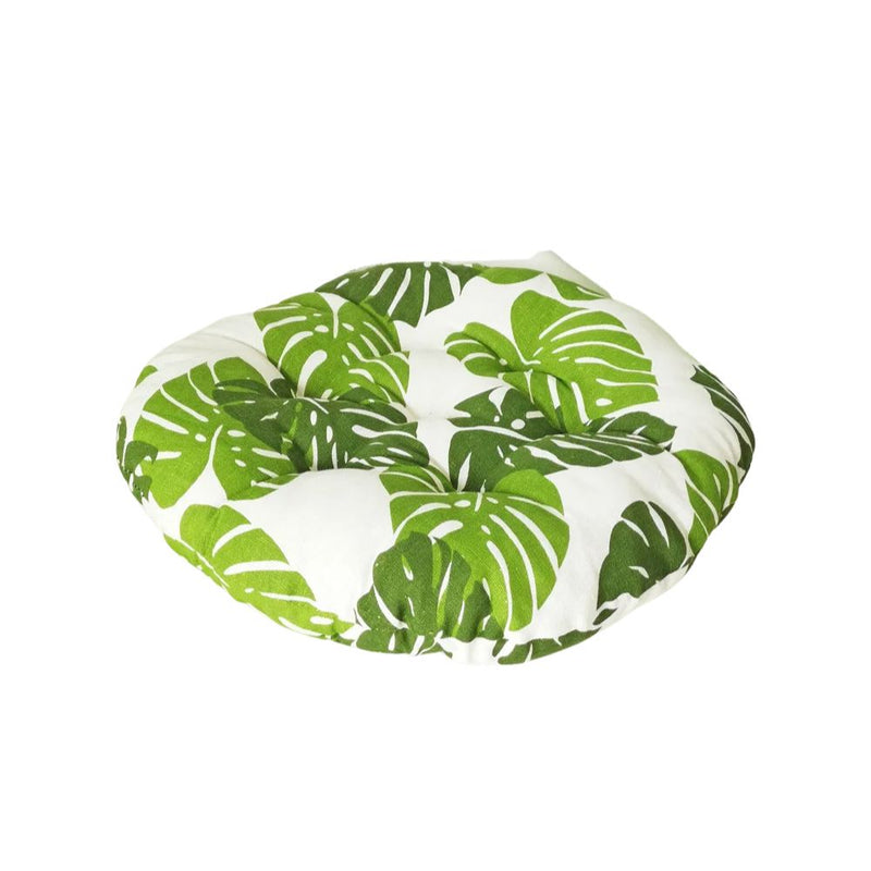 Anypillow White Chair Pad with Green Leaves Print Cushion