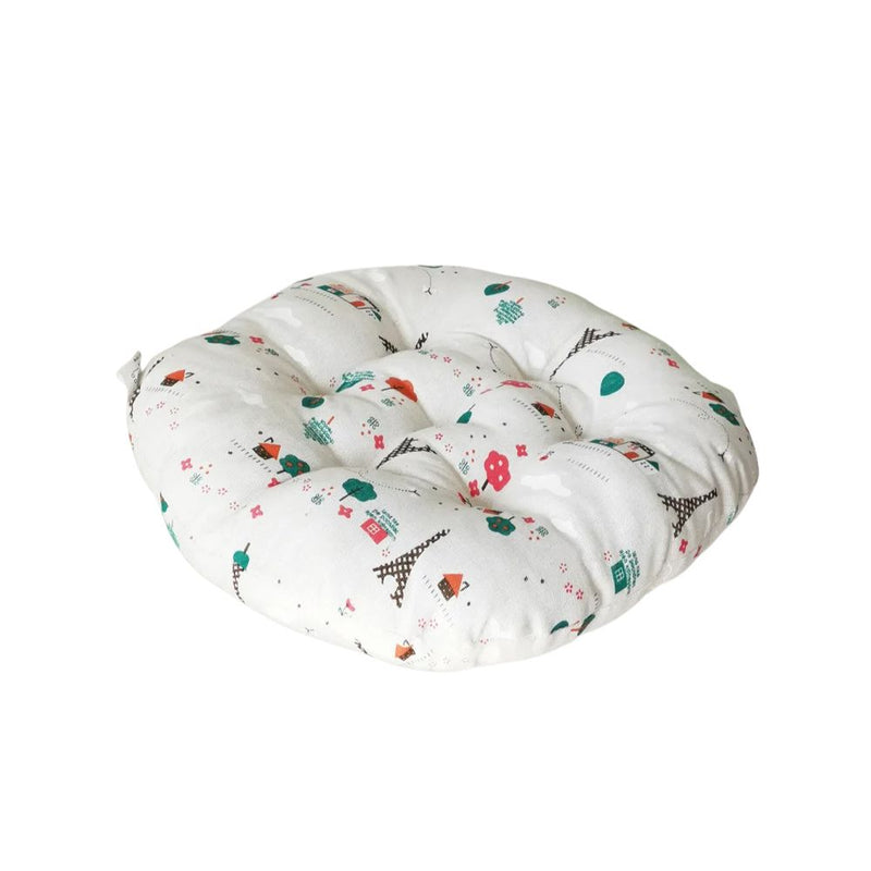 Anypillow White Round Chair Pad with Playful Print Cushion
