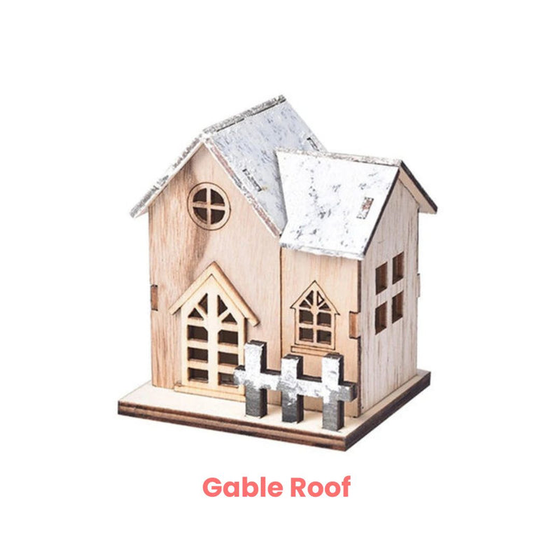ANYDECO Christmas Wooden House Luminous Tabletop Decoration