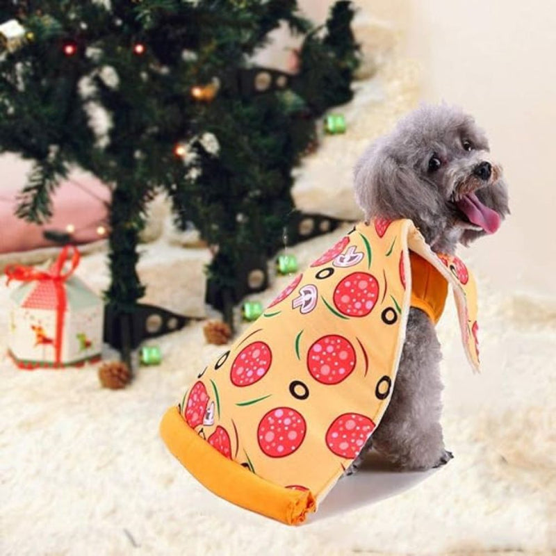 Anypet Pizza Dog Costume –Yellow Orange Holiday Outfit & Fun Accessories