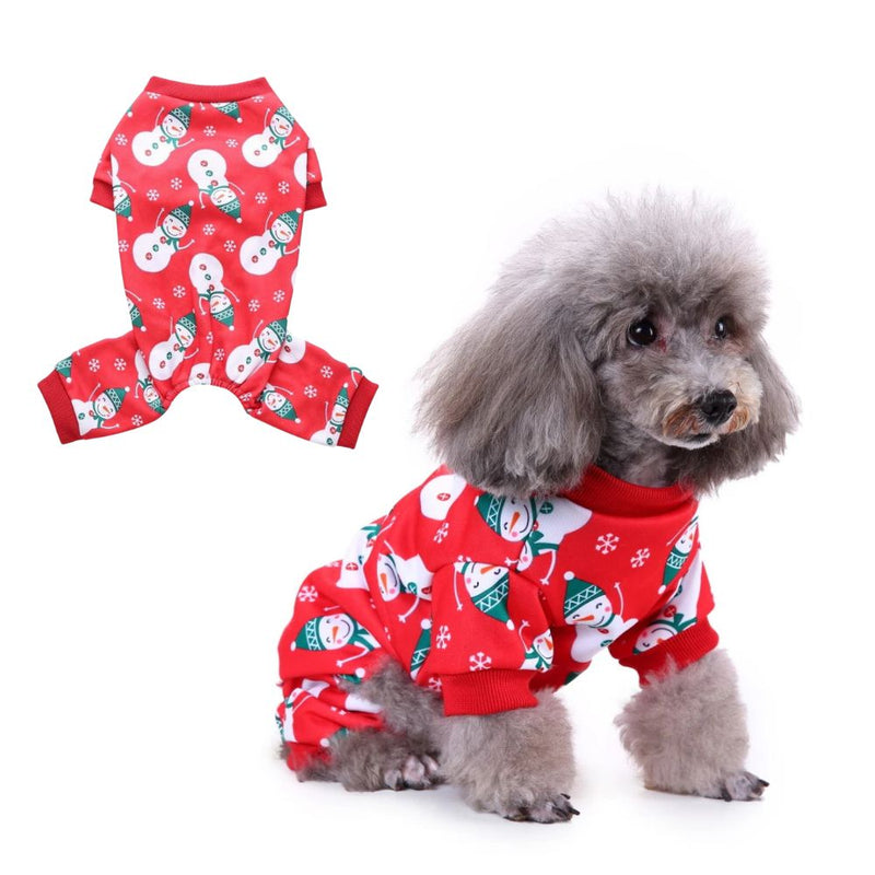 Anypet Dog Costume – Red Snowmen Print Outfit & Fun Accessories