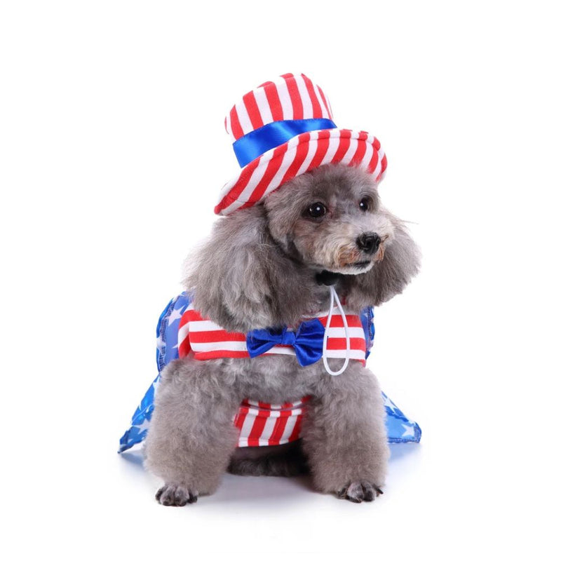 Anypet Dog Costume – American Flag Theme Holiday Outfit & Fun Accessories
