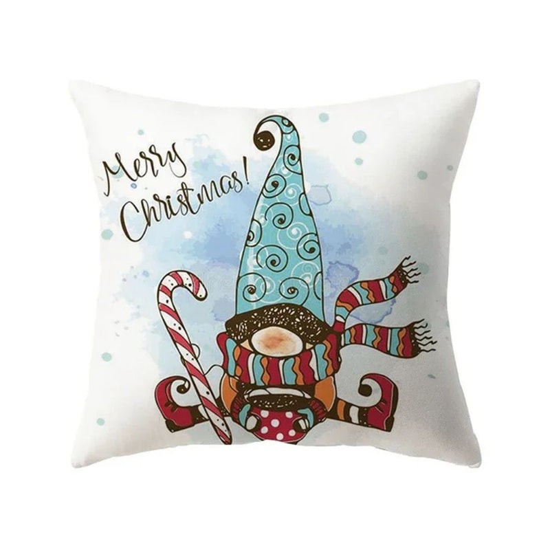 Anyhouz Pillowcase White Gnome Print Christmas Cotton Polyester Cushion Cover