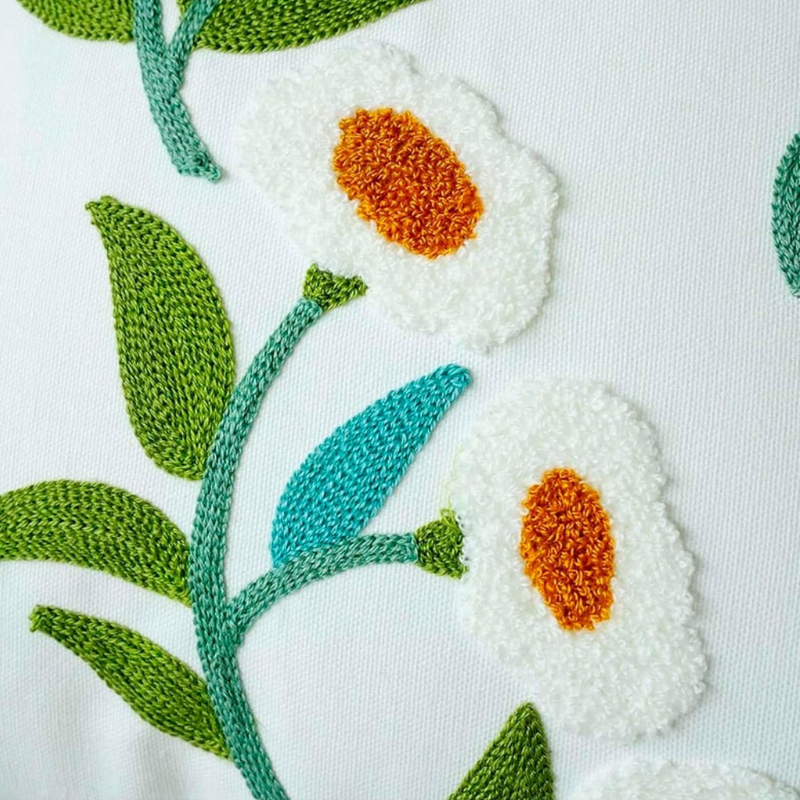 Anypillow Pillowcase White Flower Embroidered Decorative Cushion Cover