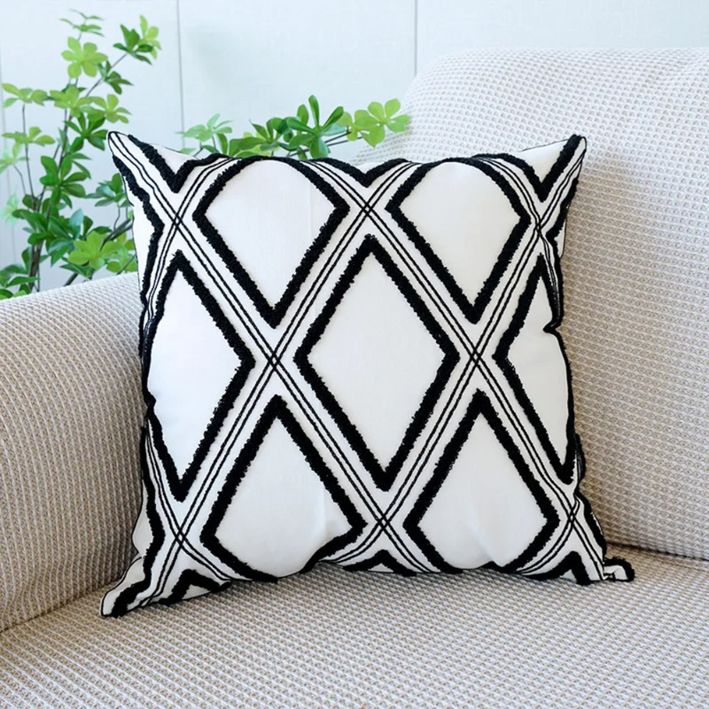 Anypillow Pillowcase Geometric Fringed Embroidered Decorative Cushion Cover