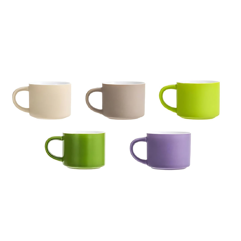 ANYGLEAM Coffee Mug Multicolor 5Pcs Set Ceramic Round Non Slip Cup Drinkware