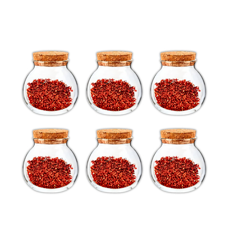 Anygleam Condiments Container Round Glass Jar Storage with Cork Lid Kitchen Organizer