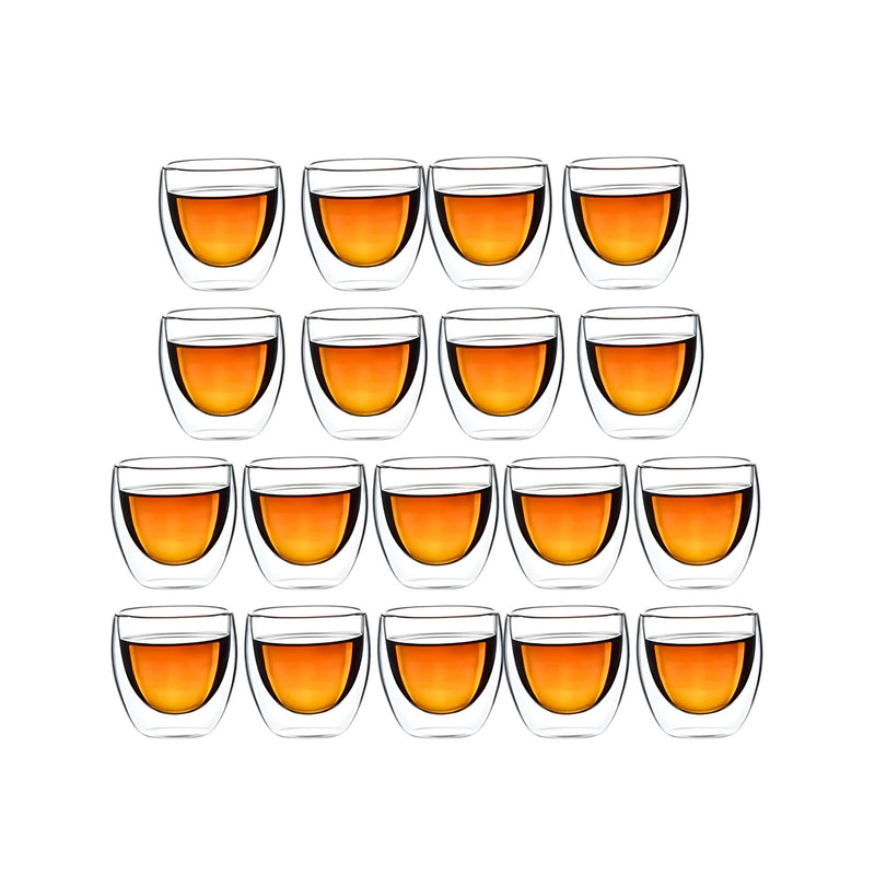 Anygleam Tea Cups 18Pcs Insulated Espresso Double Wall Shot Glass Drinkware