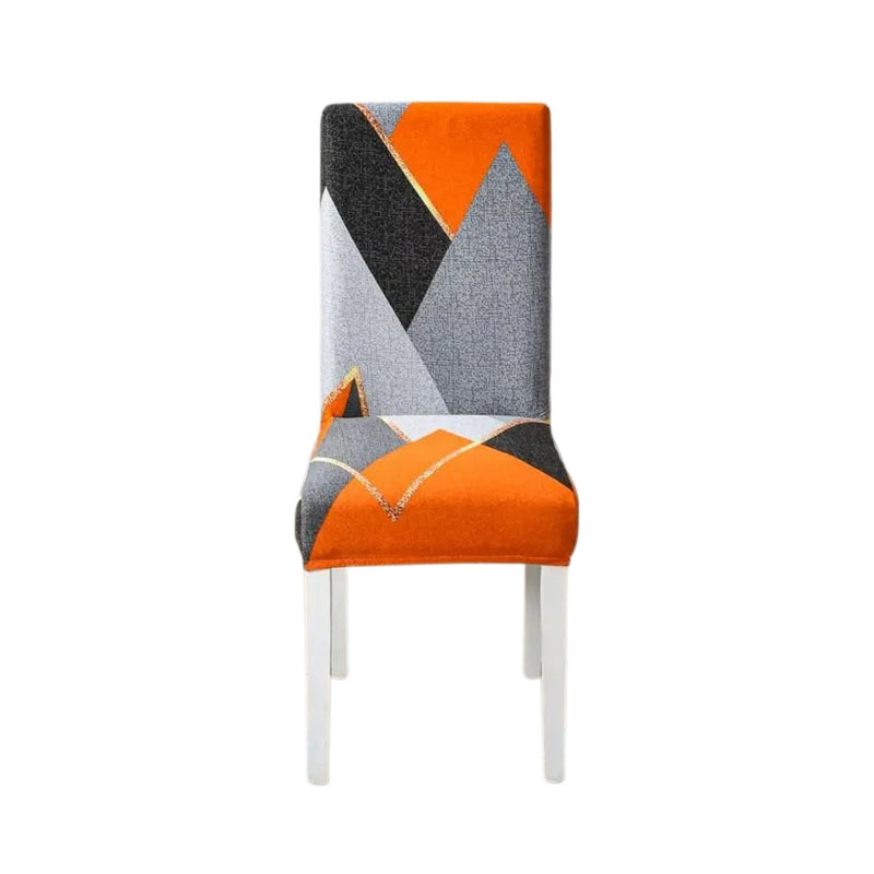 Anyseat Chair Cover Orange Gray Geometric Design Elastic Slipcover Dining Decor