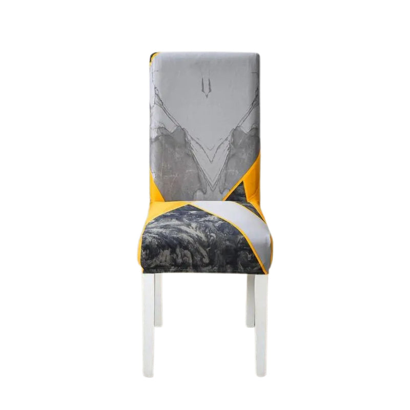 Anyseat Chair Cover Yellow Gray Abstract Print Elastic Slipcover Dining Decor