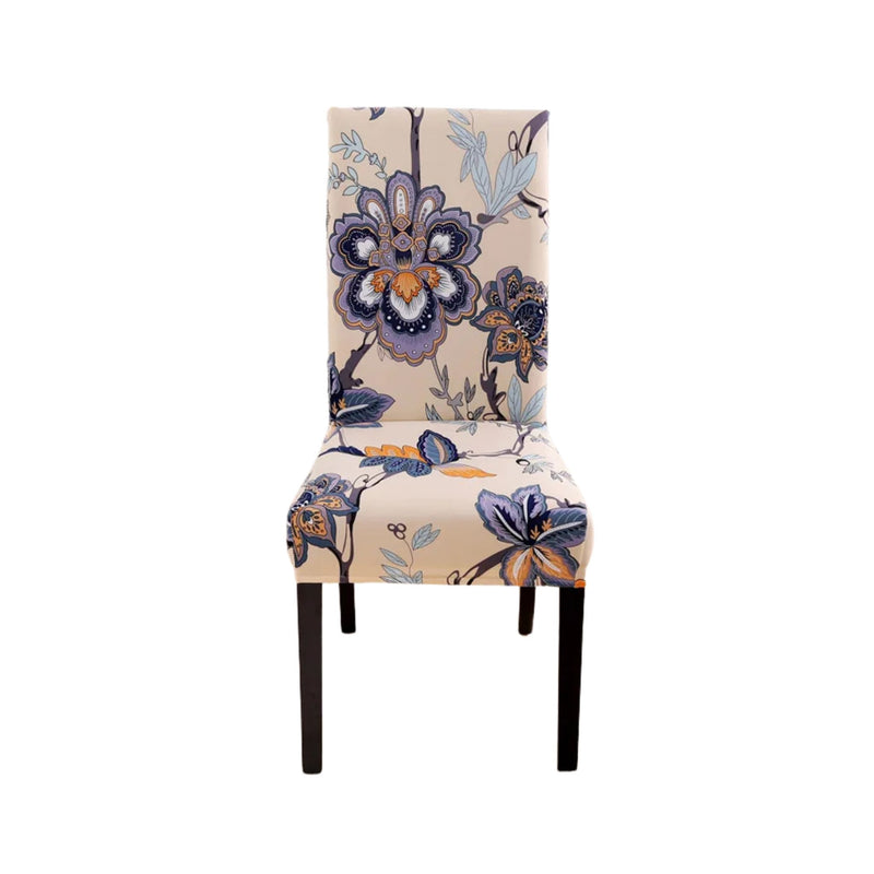 Anyseat Chair Cover Beige Floral Print Elastic Slipcover Dining Decor