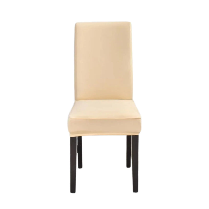Anyseat Beige Elastic Chair Cover – Plain Dining Slipcover & Home Décor