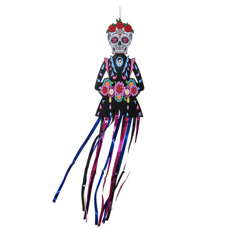 ANYDECO Halloween Skeleton Hanging Decoration with Colorful Tassels