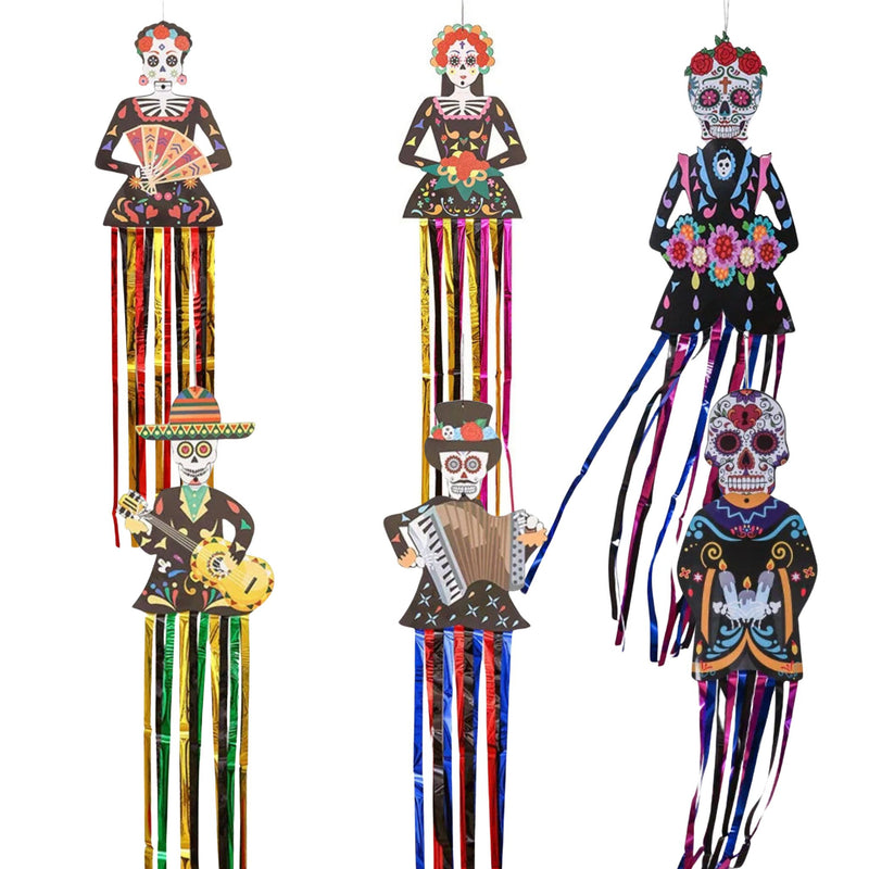 ANYDECO Halloween Skeleton Hanging Decoration with Colorful Tassels