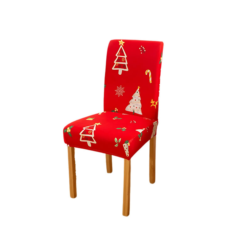 Anyseat Chair Cover Red Christmas Tree Print Elastic Slipcover Dining Decor