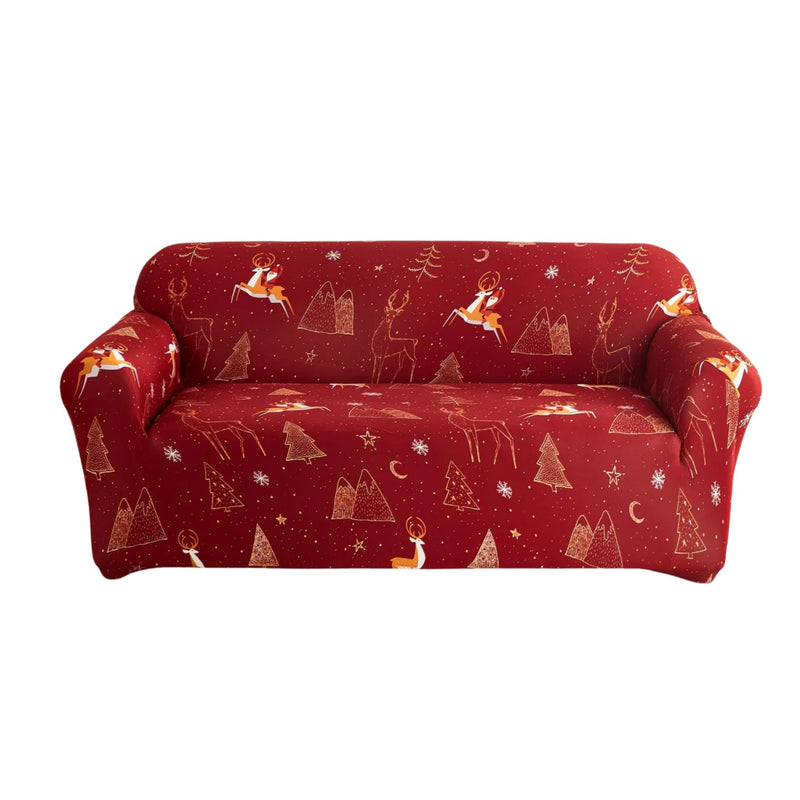 Anyseat Sofa Cover Maroon Christmas Design Non Slip Stretchable Slipcover