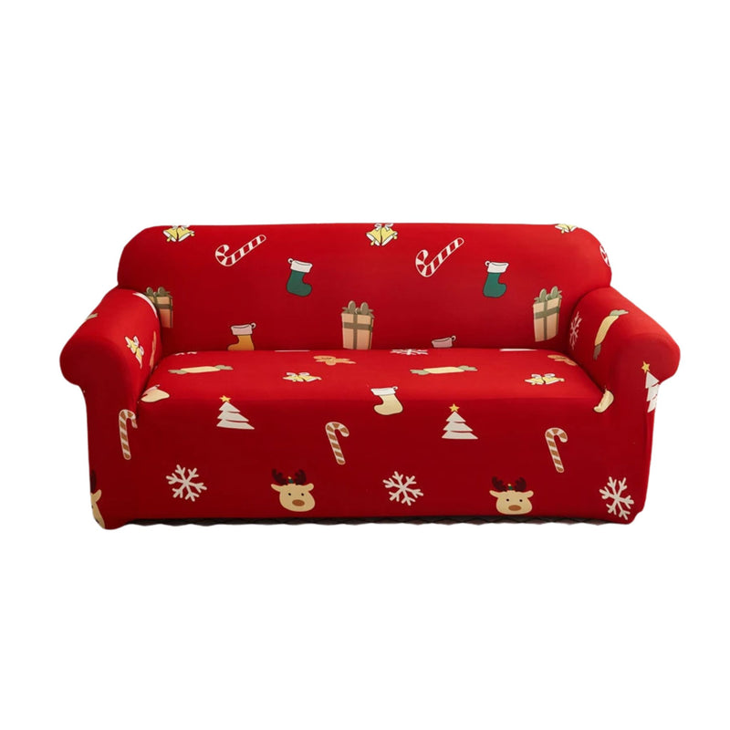 Anyseat Sofa Cover Red Christmas Tree Snowflakes Design Non Slip Stretchable Slipcover