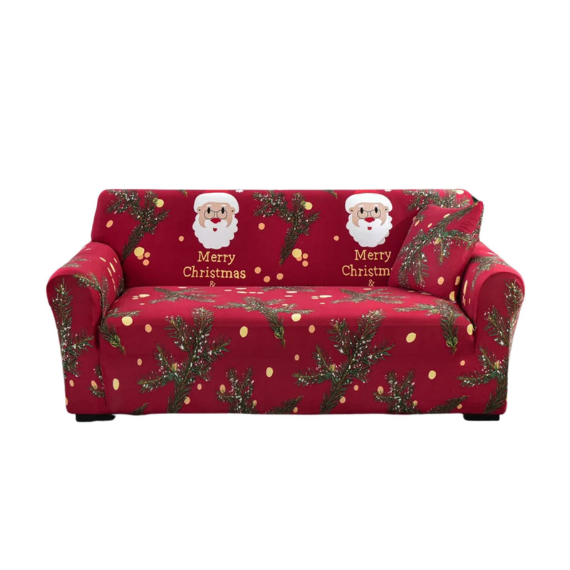 Anyseat Sofa Cover Red Christmas Santa Claus Design Non Slip Stretchable Slipcover