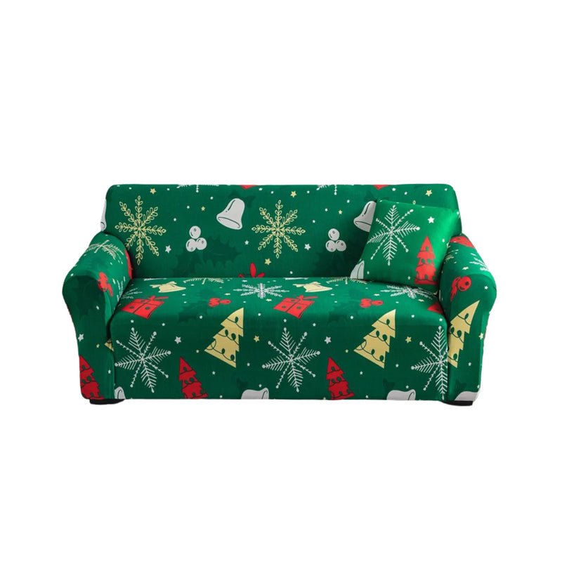 Anyseat Sofa Cover Green Christmas Tree Bell Design Non Slip Stretchable Slipcover