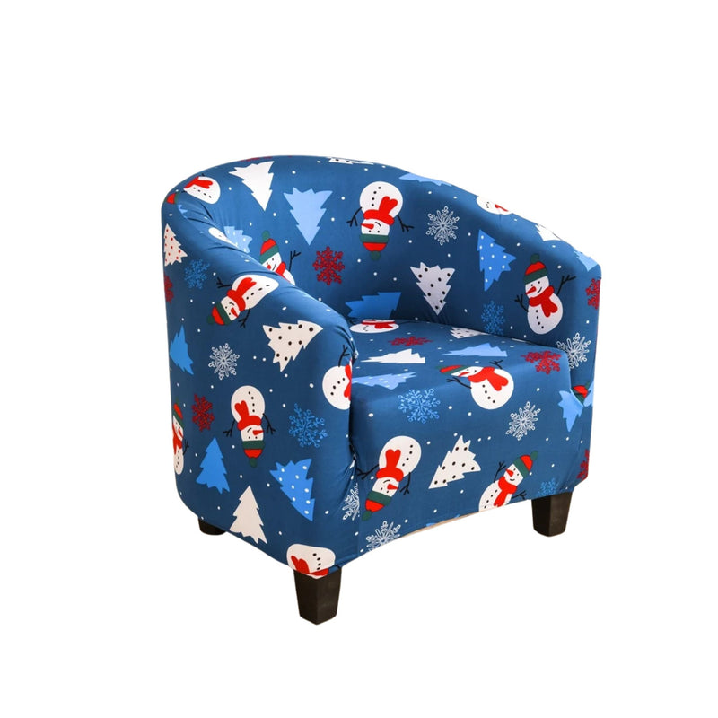 Anyseat Chair Cover Blue Christmas Design Dust Proof Tub Slipcover Home Decor