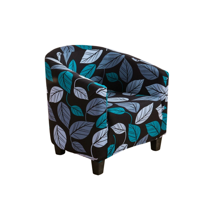 Anyseat Chair Cover Black Leaf Design Dust Proof Tub Slipcover Home Decor