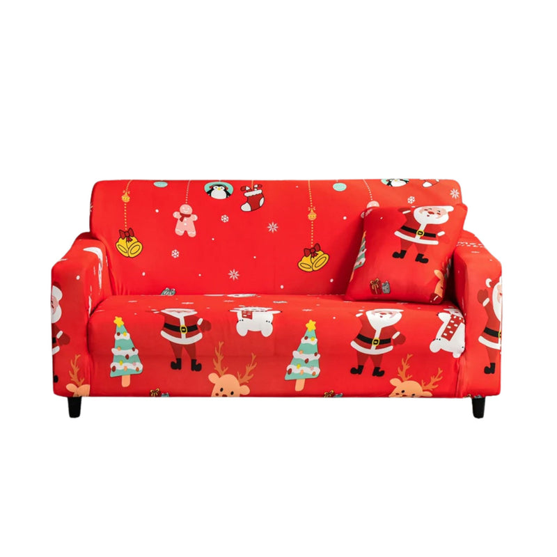 Anyseat Sofa Cover Red Mix Christmas Design Non Slip Stretchable Slipcover